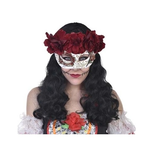 Catrina Day of the Dead Masquerade Eye Mask with Flowers