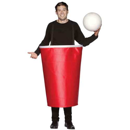 Red Beer Pong Cup Costume - One Size