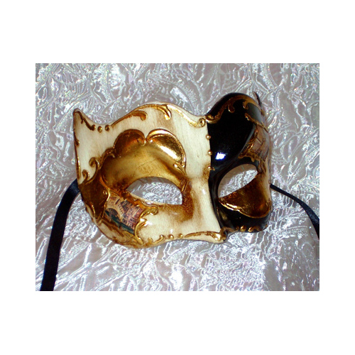 Zane Black & Gold Deluxe Italian Masquerade Eye Mask