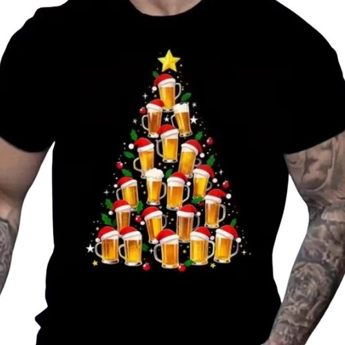Beer Christmas Tree Novelty Adult T-Shirt [Size: Large]