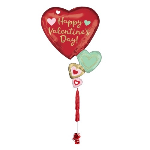Multi Heart Jumbo Balloon with Tassels