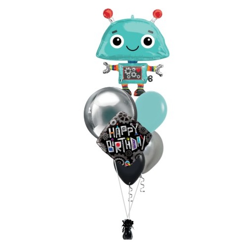 Robot Orbz Birthday Balloon Bouquet